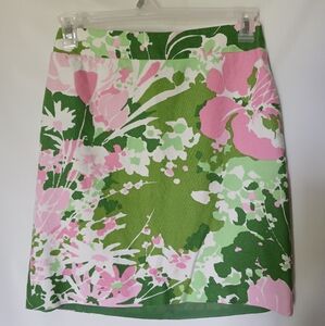 Talbots Green and Pink Floral Skirt